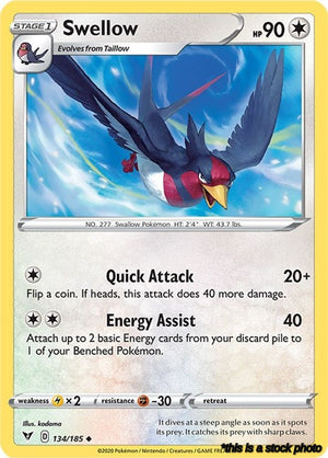 134/185 Swellow Uncommon Reverse Holofoil