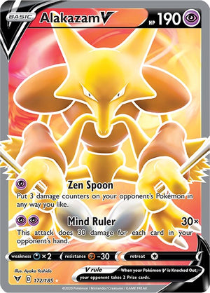 Ultra Rare Alakazam V (Full Art) [172/185 Near Mint ]