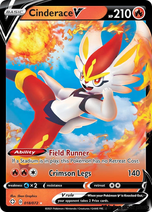 Holofoil Cinderace V [018/072 Lightly Played ]