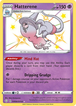 Shiny Holo Rare Hatterene [SV056/SV122 Near Mint ]