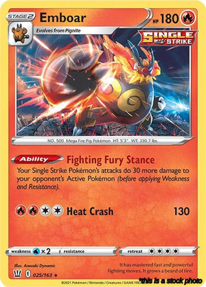 Holo Rare Emboar [025/163 Near Mint ]