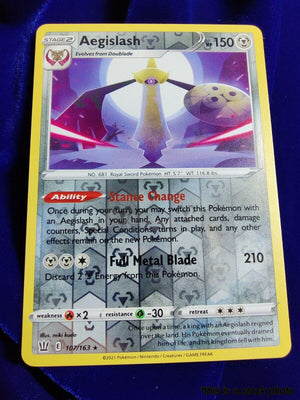 107/163 Aegislash (107) Holo Rare Reverse Holofoil