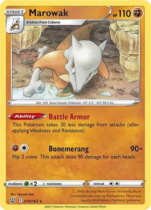 Rare Marowak [070/163 Lightly Played ]