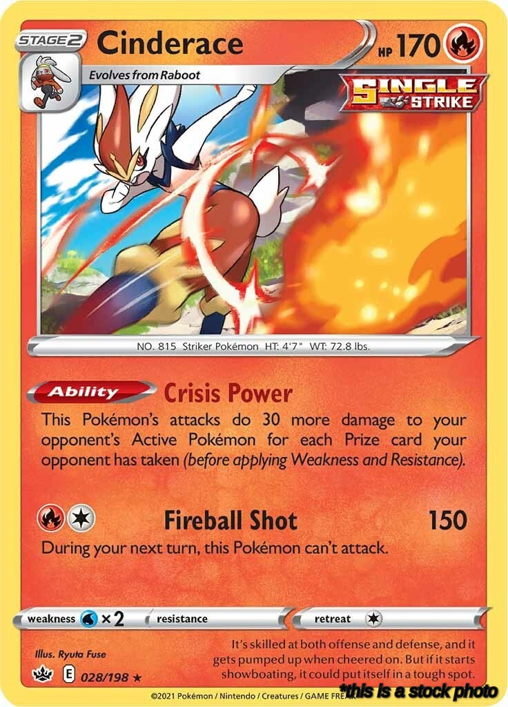 028/198 Cinderace Holo Rare Reverse Holofoil