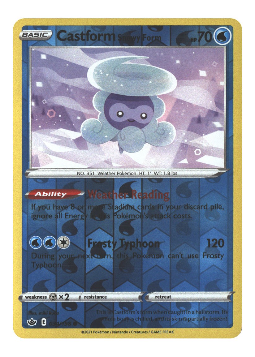 034/198 Castform Snowy Form Common Reverse Holofoil