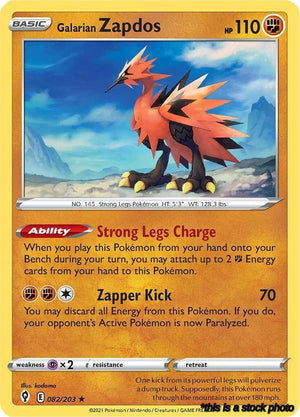082/203 Galarian Zapdos Holo Rare Holofoil
