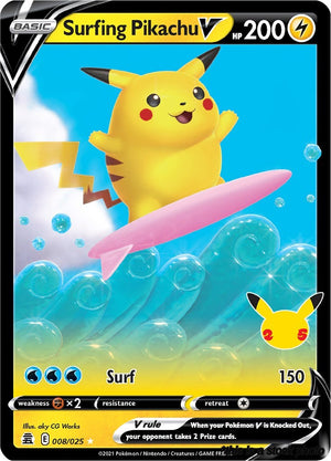 Ultra Rare Surfing Pikachu V [008/025 Near Mint ]