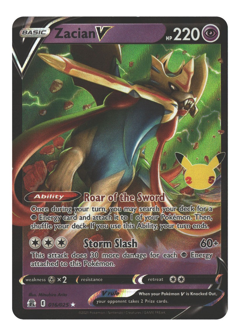 016/025 Zacian V Ultra Rare Holofoil Lightly Played