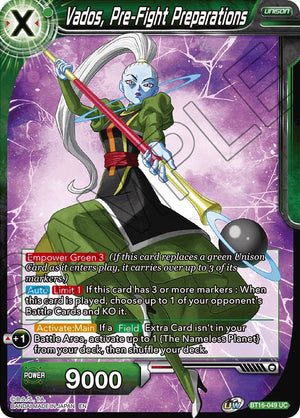 BT16-049 Vados, Pre-Fight Preparations