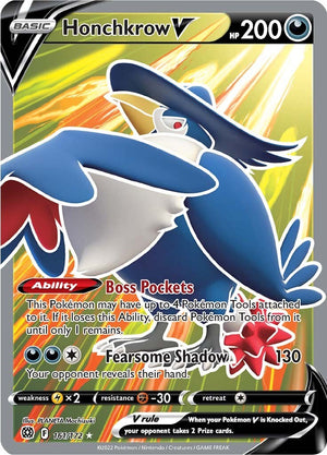 Ultra Rare Honchkrow V (Full Art) [161/172 Near Mint ]