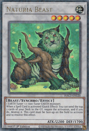1st Edition Naturia Beast (Duel Terminal) [HAC1-EN120 Lightly Played] Duel Terminal Technology Ultra Rare