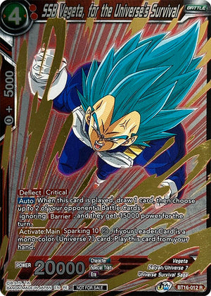 SSB Vegeta, for the Universe's Survival (Event Pack 09) (Alternate Foil) [BT16-012]