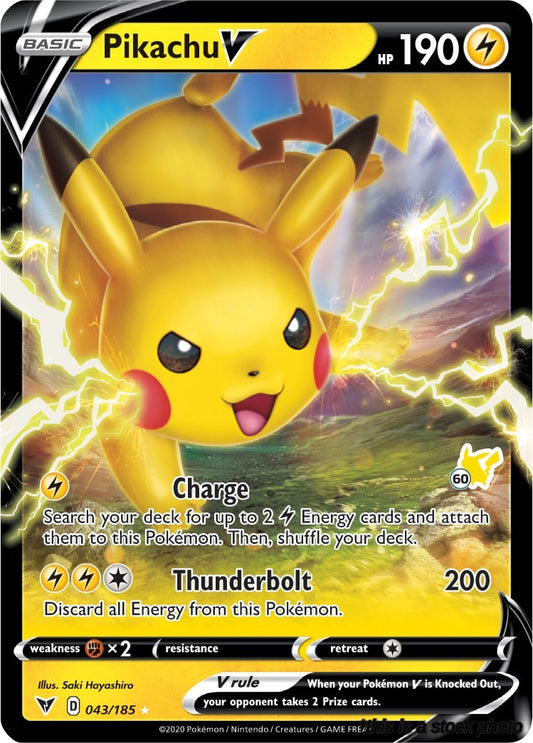 Pikachu V - 043/185 (#60 Pikachu Stamped)