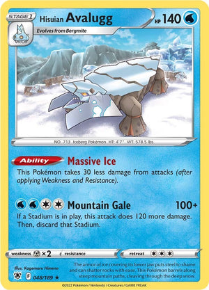 Rare Hisuian Avalugg [048/189 Lightly Played ]