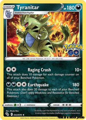 Holo Rare Tyranitar [043/078 Near Mint ]