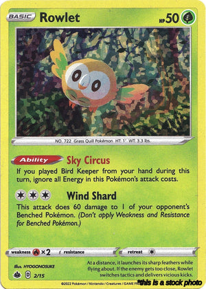 Holofoil Rowlet - 2/15 [002/015 Lightly Played ]