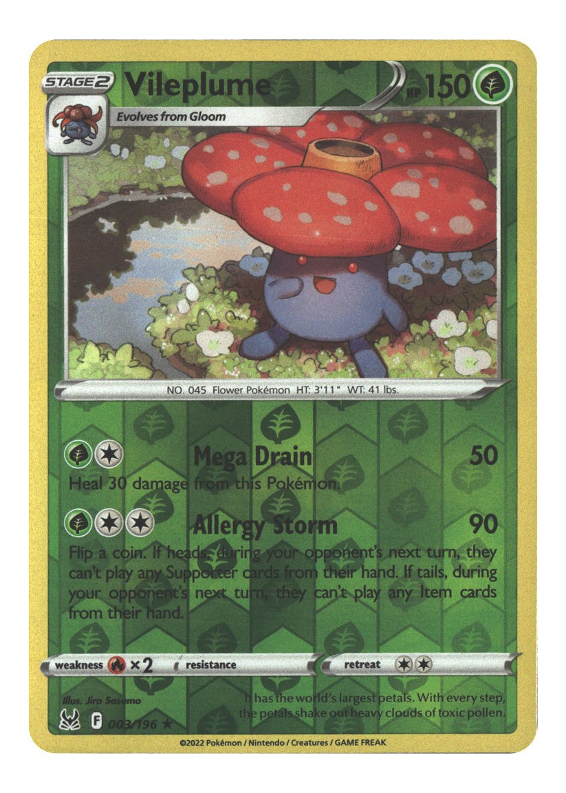 003/196 Vileplume Holo Rare Reverse Holofoil