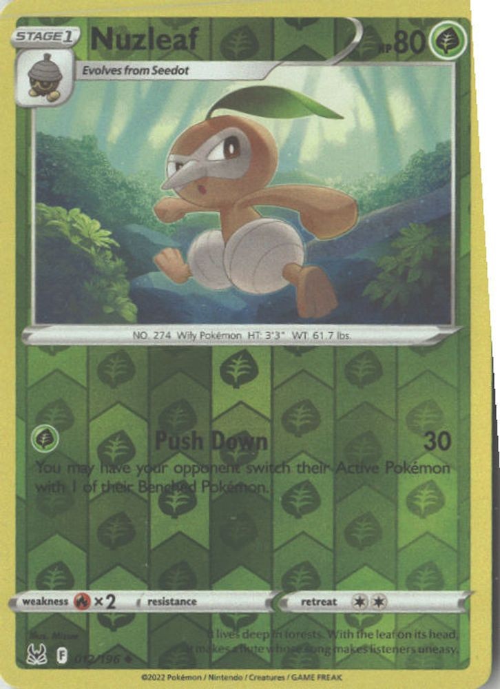 012/196 Nuzleaf Uncommon Reverse Holofoil