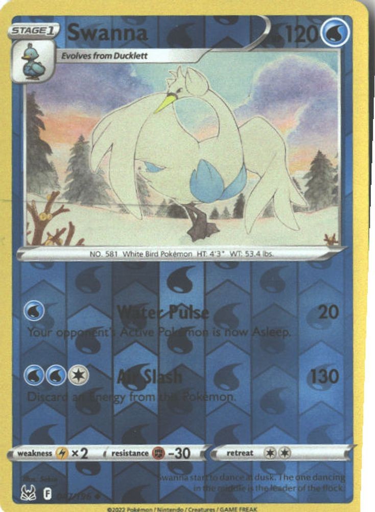 047/196 Swanna Uncommon Reverse Holofoil
