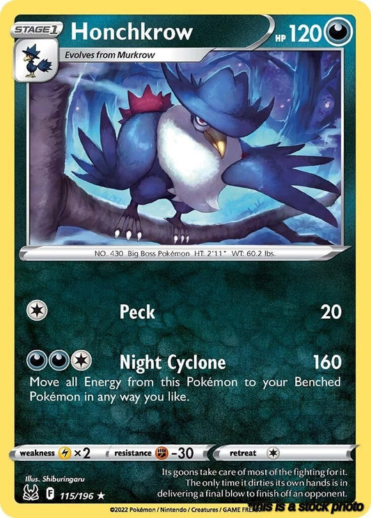 115/196 Honchkrow Rare Reverse Holofoil