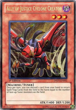 1st Edition Ally of Justice Cyclone Creator [DREV-EN092 Near Mint] Secret Rare