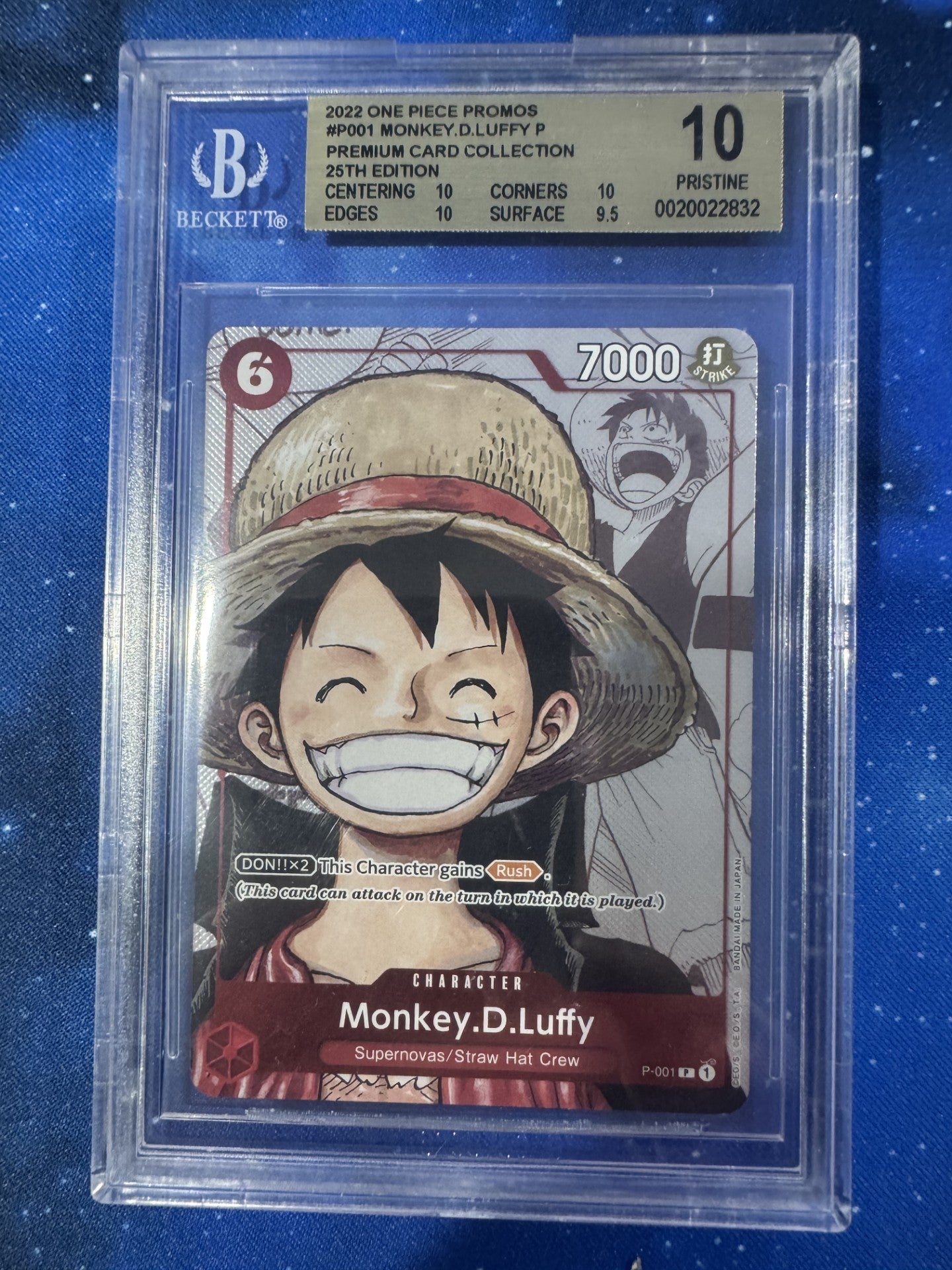 Monkey D. Luffy P Promo — BGS 10 Pristine (Premium Card Collection 25th Edition)
