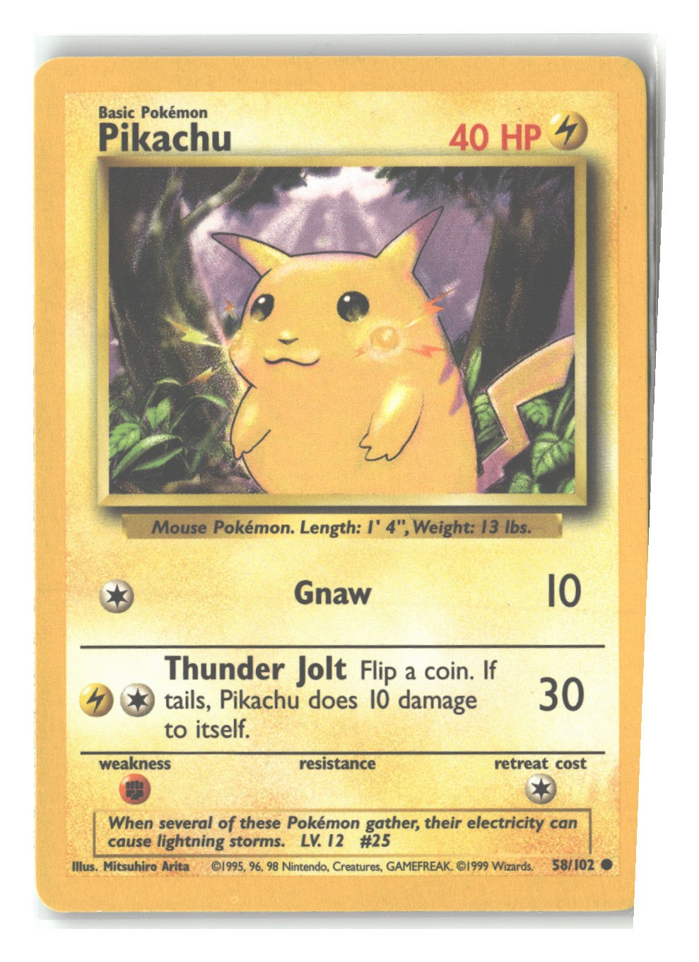 58/102 Pikachu Common Normal Near Mint