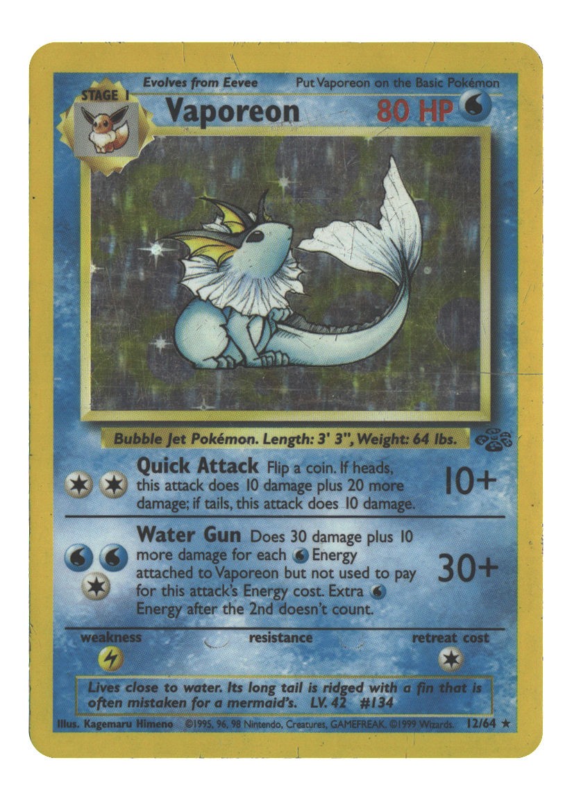 12/64 Vaporeon (12) Holo Rare Unlimited Holofoil