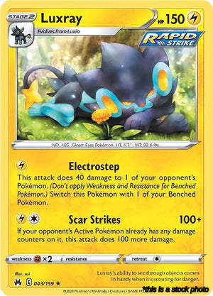 043/159 Luxray (43) Rare Reverse Holofoil Near Mint