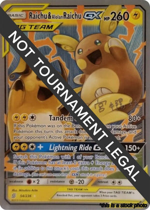 Ultra Rare Raichu & Alolan Raichu GX - 2019 (Haruki Miyamoto) [54/236 Near Mint ]