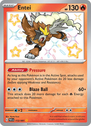 Shiny Rare Entei [112/091 Near Mint ]