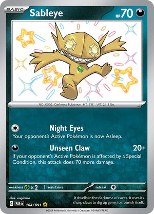 Shiny Rare Sableye [184/091 Near Mint ]