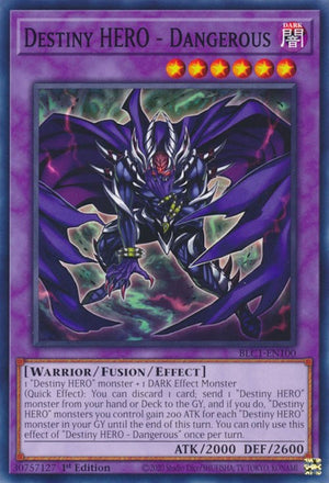 1st Edition Destiny HERO - Dangerous [BLC1-EN100 Lightly Played] Common / Short Print