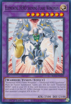 1st Edition Elemental HERO Shining Flare Wingman [BLC1-EN139 Lightly Played] Common / Short Print