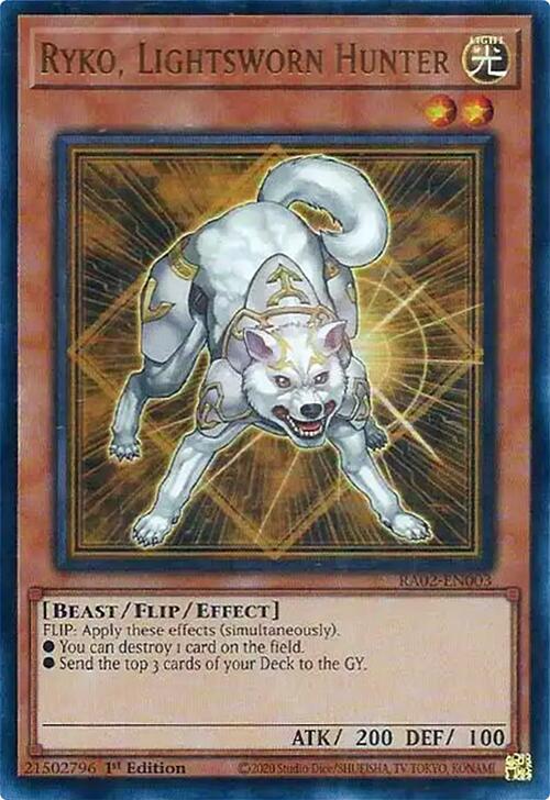 1st Edition Ryko, Lightsworn Hunter (UR) [RA02-EN003 Lightly Played] Ultra Rare
