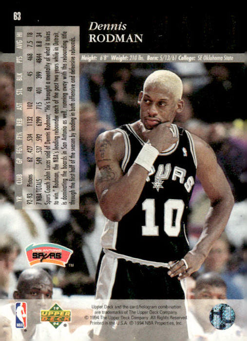 1993-94 Upper Deck Special Edition #63 Dennis Rodman Electric Court Gold