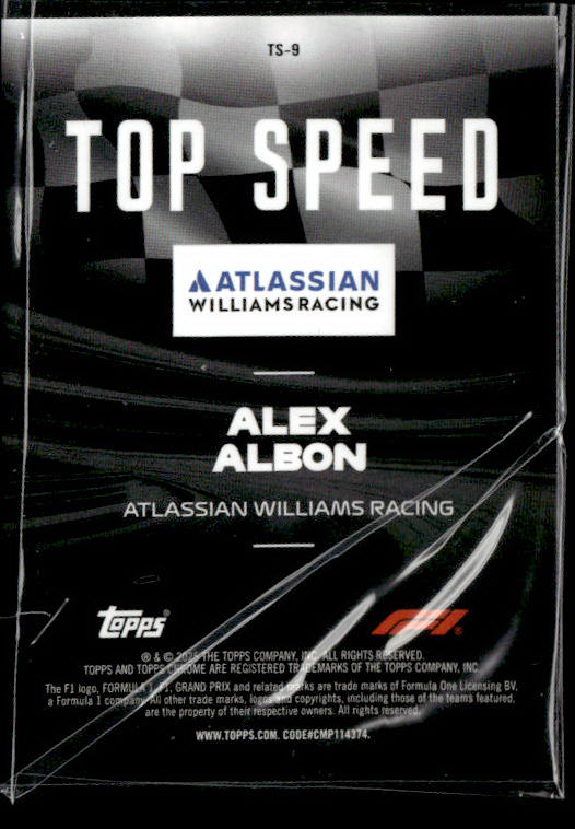 2025 Topps Chrome Formula 1 #TS-9 Alex Albon Top Speed
