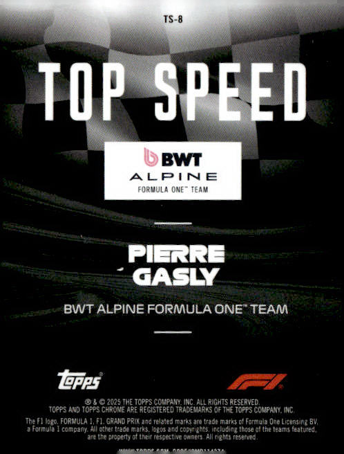 2025 Topps Chrome Formula 1 #TS-8 Pierre Gasly Top Speed