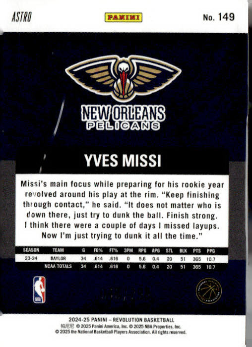 2024-25 Panini Revolution #149 Yves Missi Red Astro #/299
