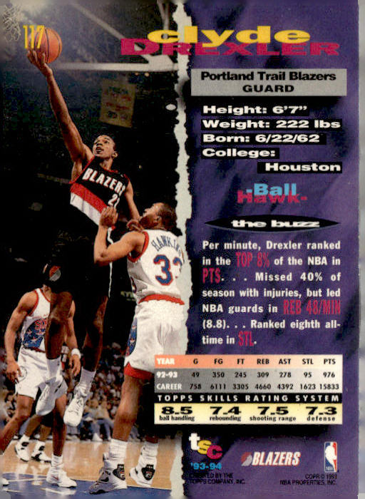 1993-94 Stadium Club #117 Clyde Drexler
