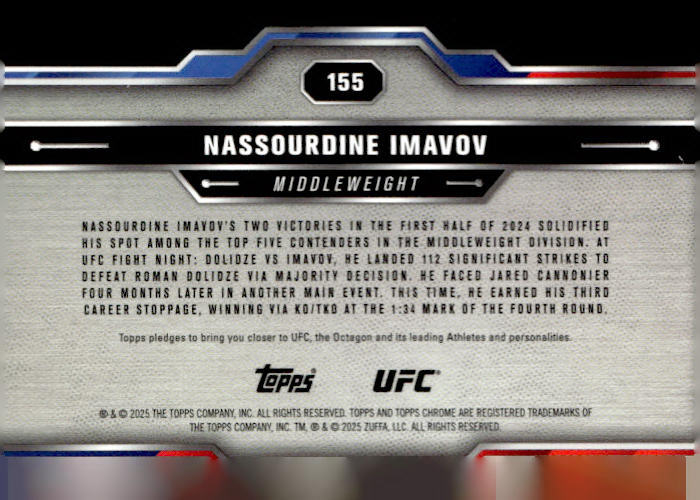 2025 Topps Chrome UFC #155 Nassourdine Imavov