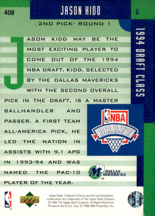 1994-95 Collector's Choice - Silver Signature #408 Jason Kidd