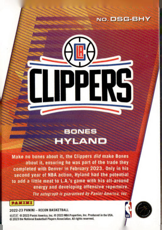 2022-23 Panini #DSG-BHY Bones Hyland Destined for Greatness Signatures Red