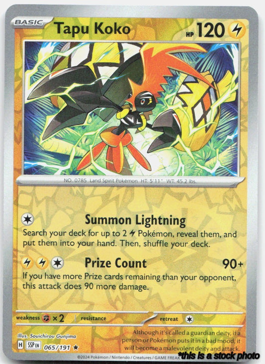 065/191 Tapu Koko Rare Reverse Holofoil Lightly Played