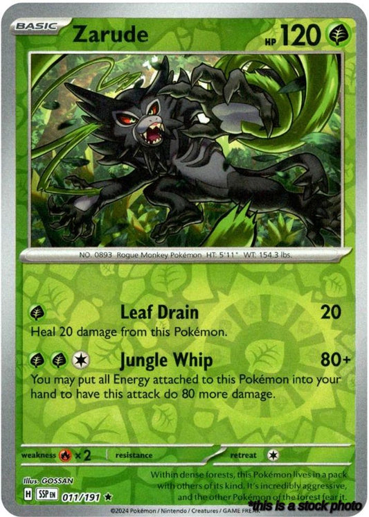 011/191 Zarude Rare Reverse Holofoil Lightly Played