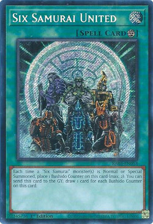 1st Edition Six Samurai United (Secret Rare) [RA03-EN054 Near Mint] Secret Rare