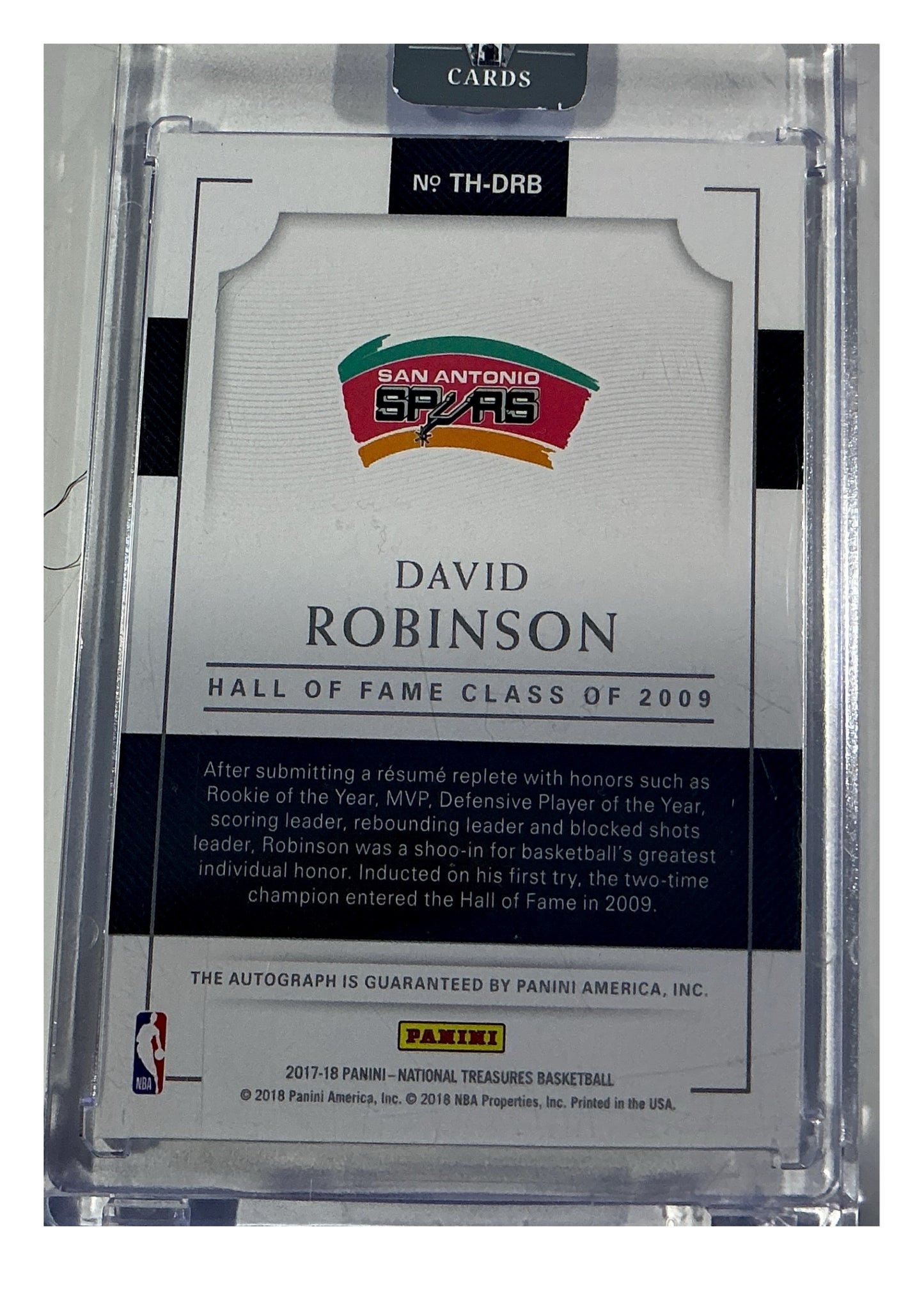 2017-18 Panini National Treasures #TH-DRB David Robinson Bronze #/25