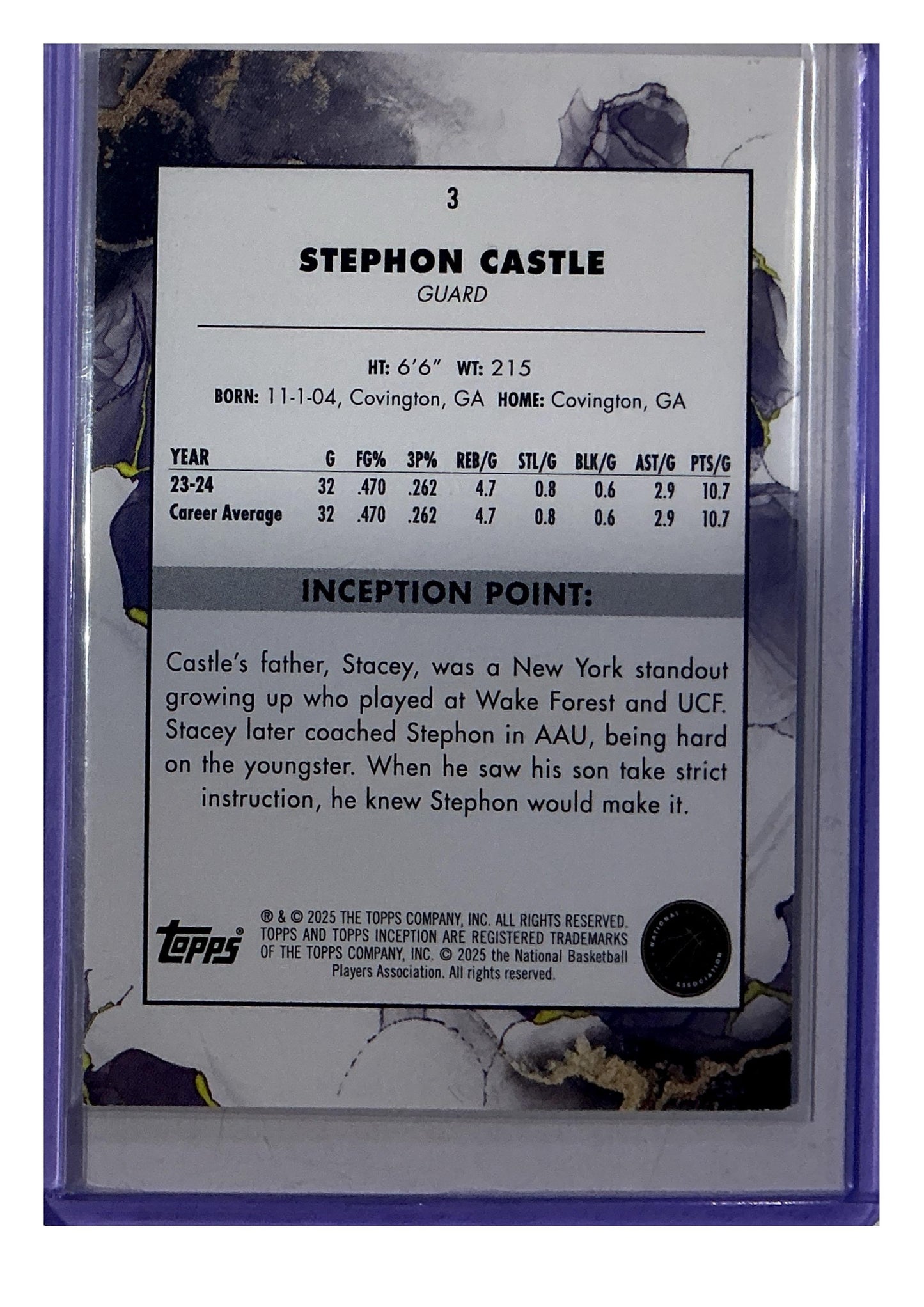 2024-25 Topps Inception #3 Stephon Castle Purple #/150