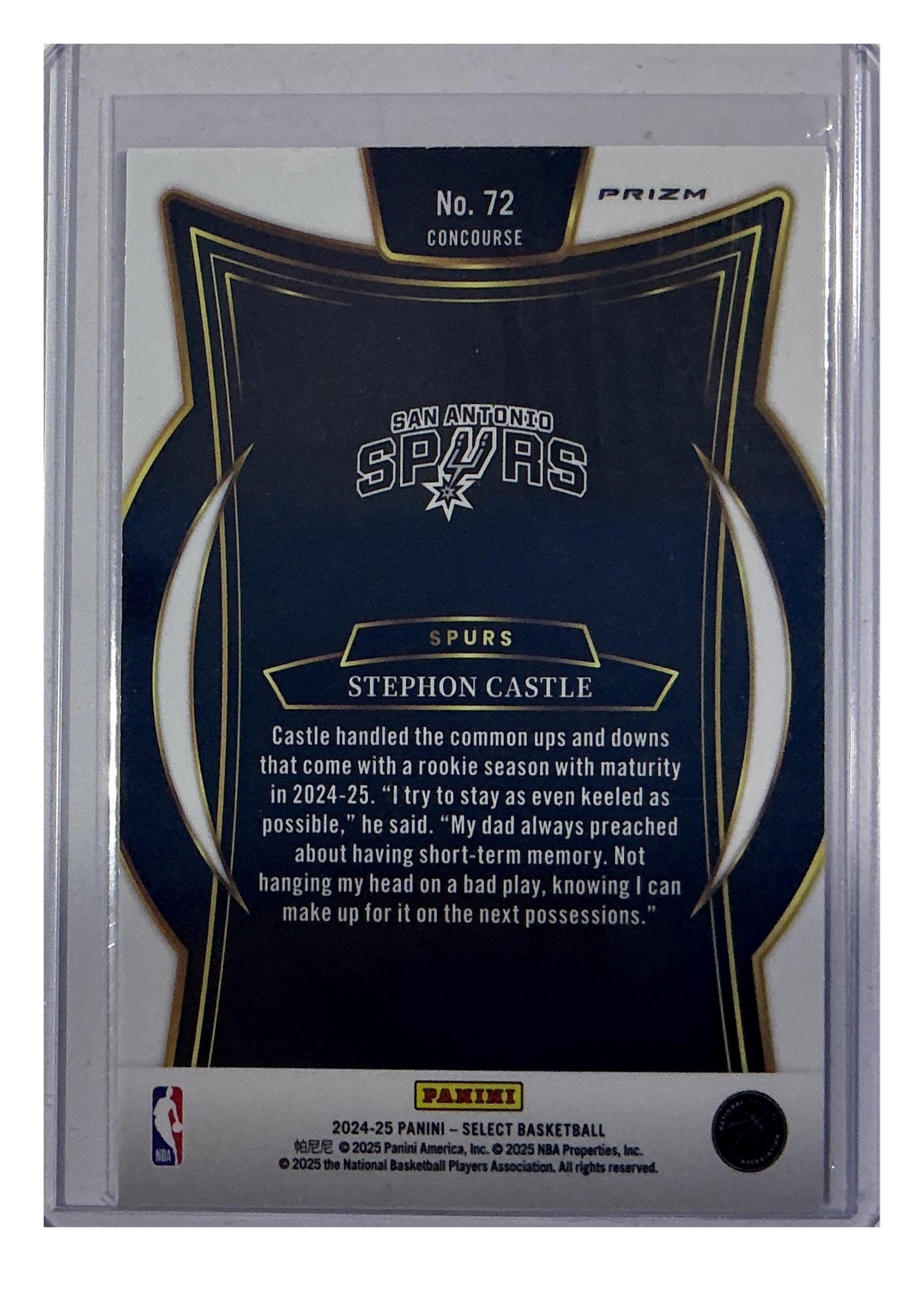2024-25 Panini Select #72 Stephon Castle Blue Cracked Ice Prizm