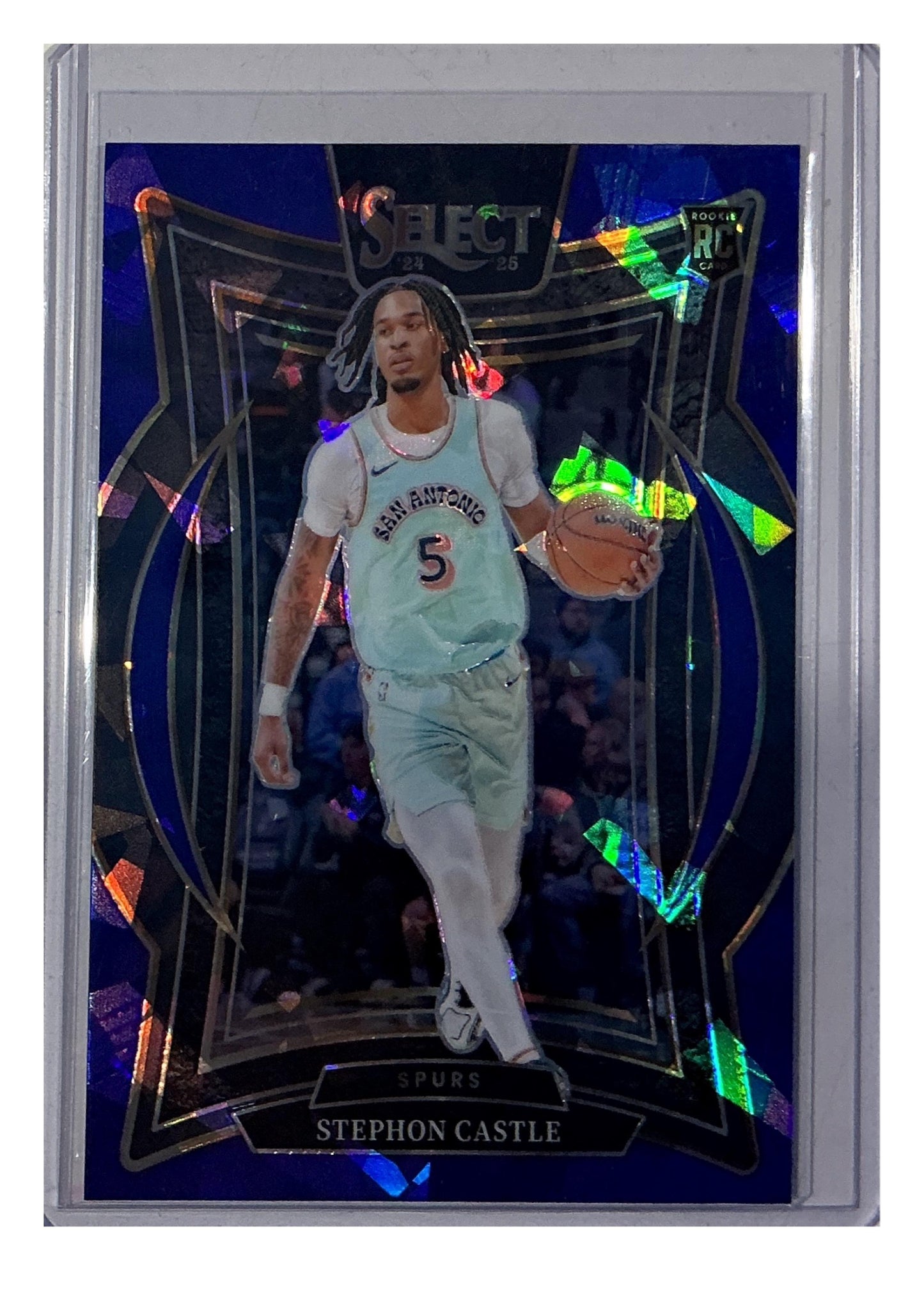 2024-25 Panini Select #72 Stephon Castle Blue Cracked Ice Prizm